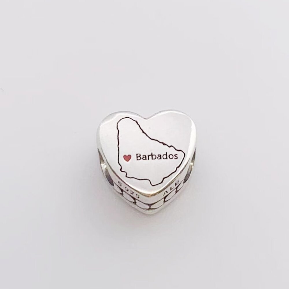Pandora Barbados Map I Love Barbados Heart Charm